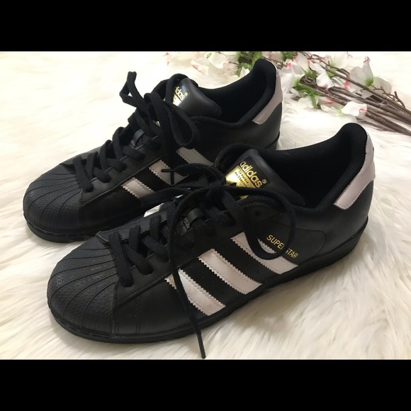 adidas Shoes - Adidas Superstar  Black White Gold Sneakers